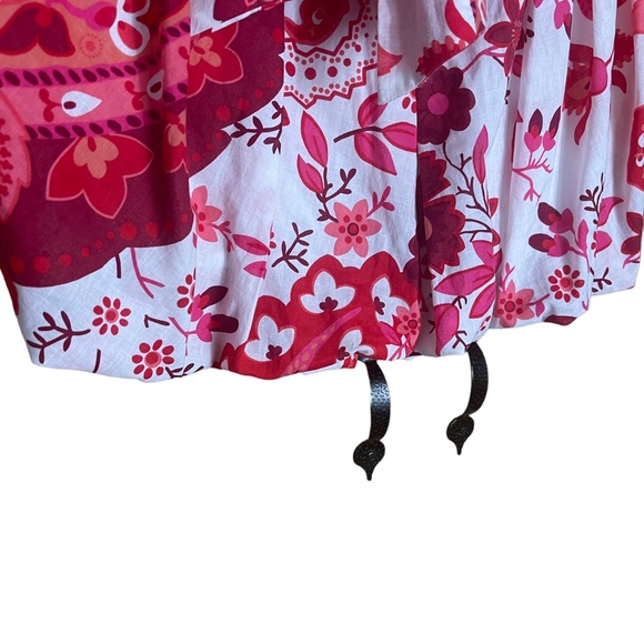 ZARA M cotton bubble hem sash tie mini skirt red pink - Picture 5 of 7